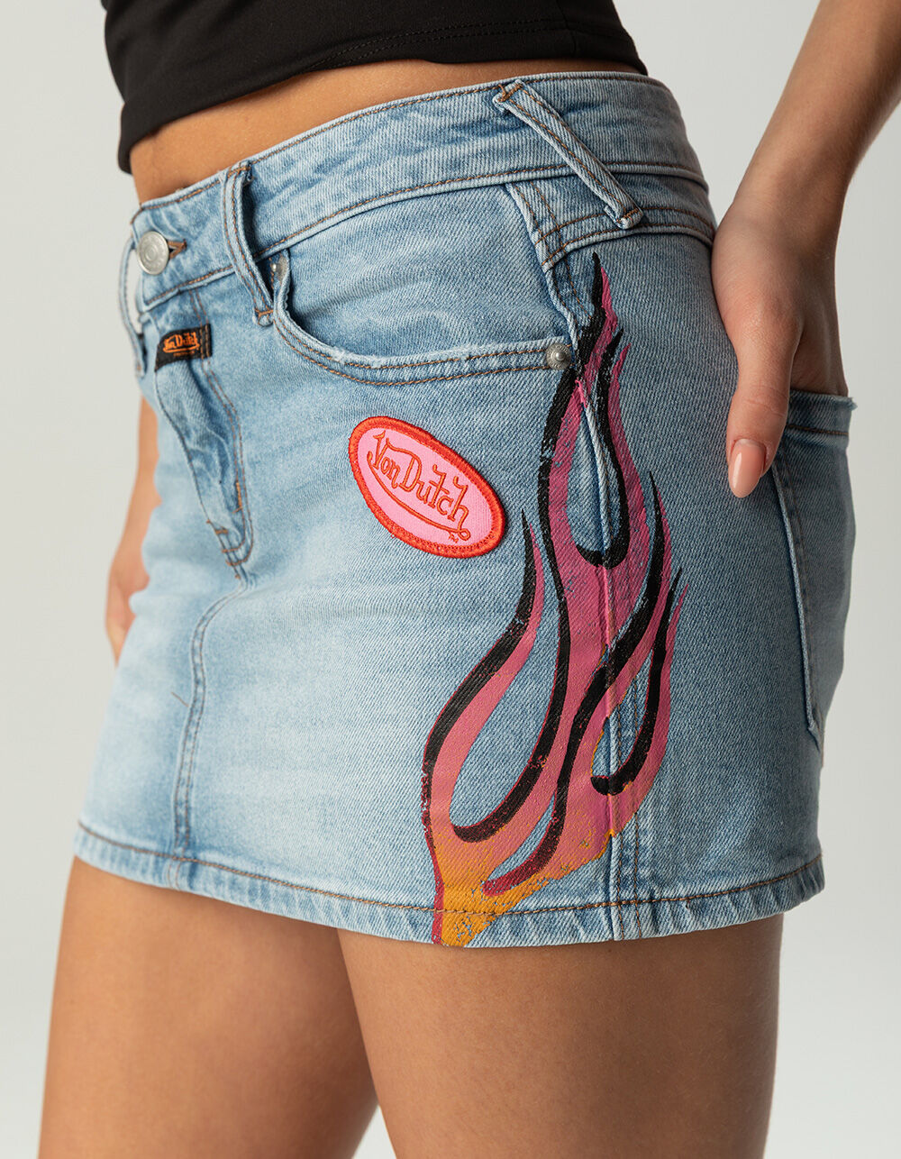 VON DUTCH Womens Low Rise Micro Mini Skirt - MEDIUM WASH | Tillys