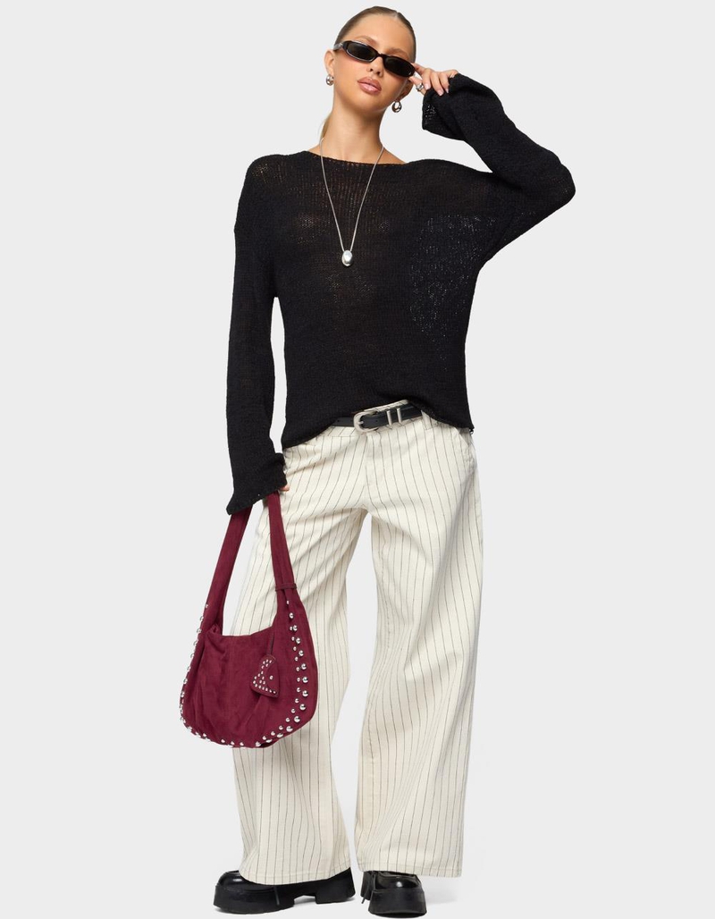 EDIKTED Petite Cory Striped Low Rise Jeans image number 4