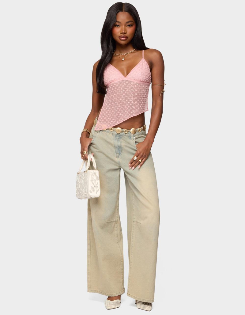 EDIKTED Beaded Mesh Asymmetric Backless Top image number 4