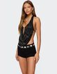 EDIKTED Beaded Chiffon Backless Cowl Neck Top image number 3