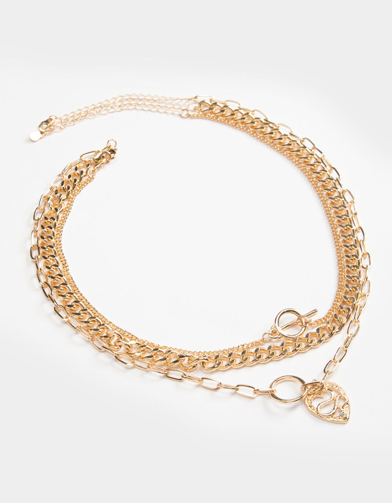 FULL TILT Layered Heart & Snake Necklace image number 0