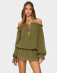 EDIKTED Delphine Off Shoulder Chiffon Romper image number 5