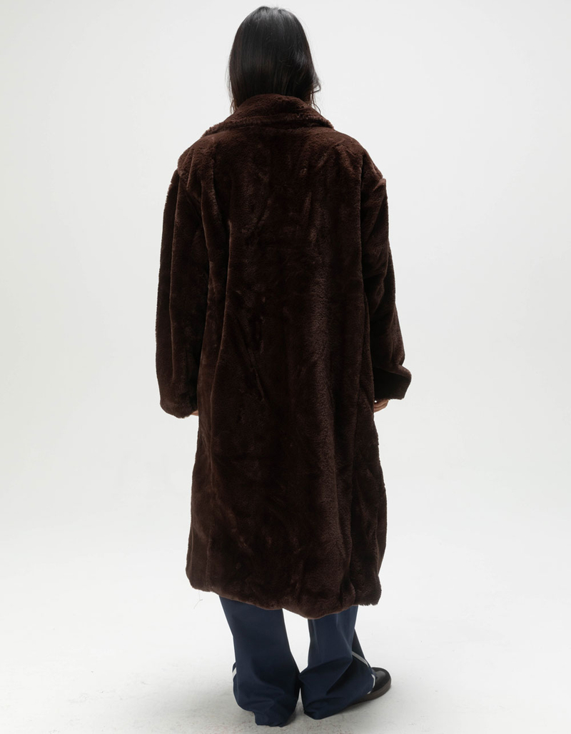 JOLIE AND JOY Womens Fur Long Coat CHOCOLATE Tillys
