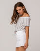 IVY & MAIN Stripe Tie Front Womens Off The Shoulder Top image number 2