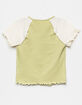 WHITE FAWN Seam Raglan Girls Green & Cream Tee image number 2