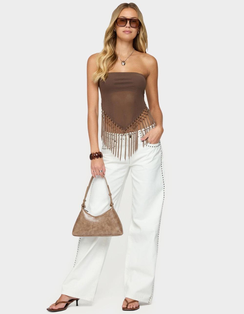 EDIKTED Backless Sheer Mesh Strapless Top image number 3