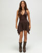 FULL TILT Ruched Sparkle Womens Halter Dress image number 1