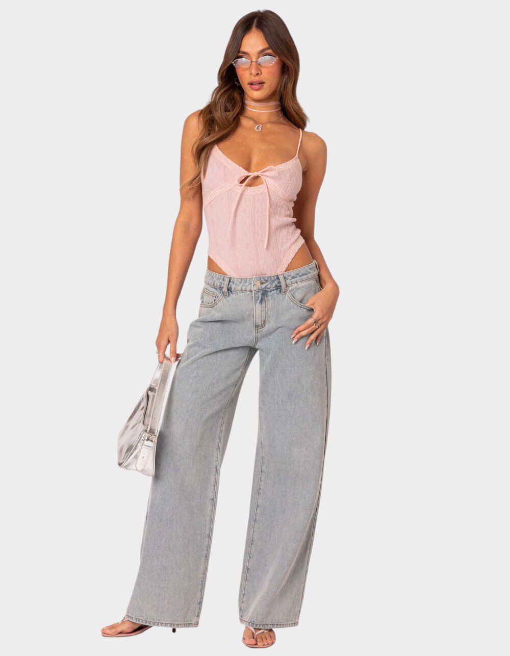 EDIKTED Bow Pocket Relaxed Jeans - LIGHT BLUE | Tillys