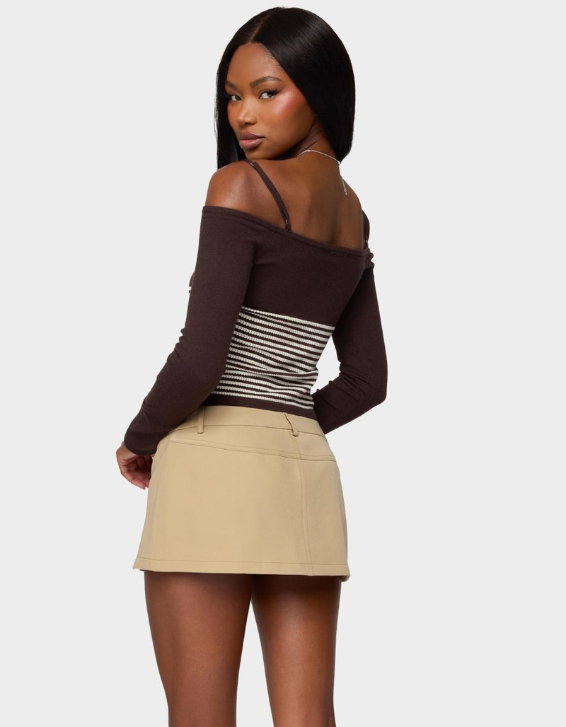 EDIKTED Darya Striped Off Shoulder Knit Top image number 2