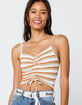 SKY AND SPARROW Stripe Cinch Front Womens Rust Tank image number 1