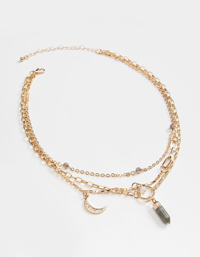 FULL TILT Moon and Stone Layered Necklace image number 0