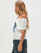FULL TILT 90 Dot Womens Off The Shoulder Tee image number 3