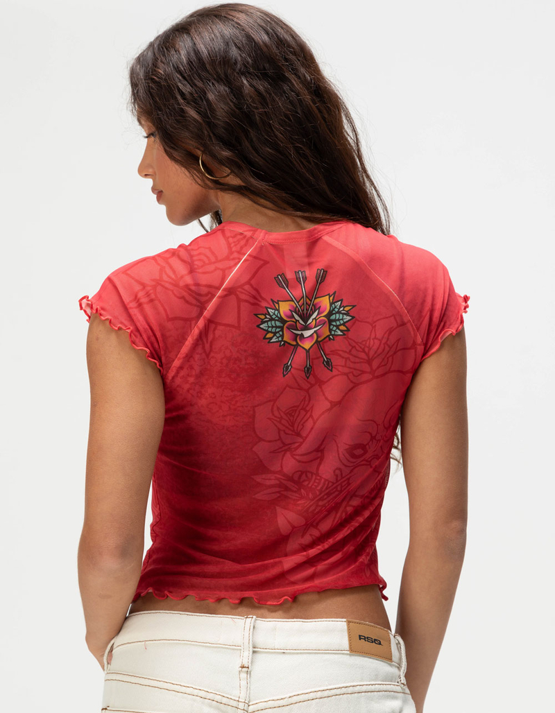 AFFLICTION Ginger Womens Mesh Raglan Tee image number 3