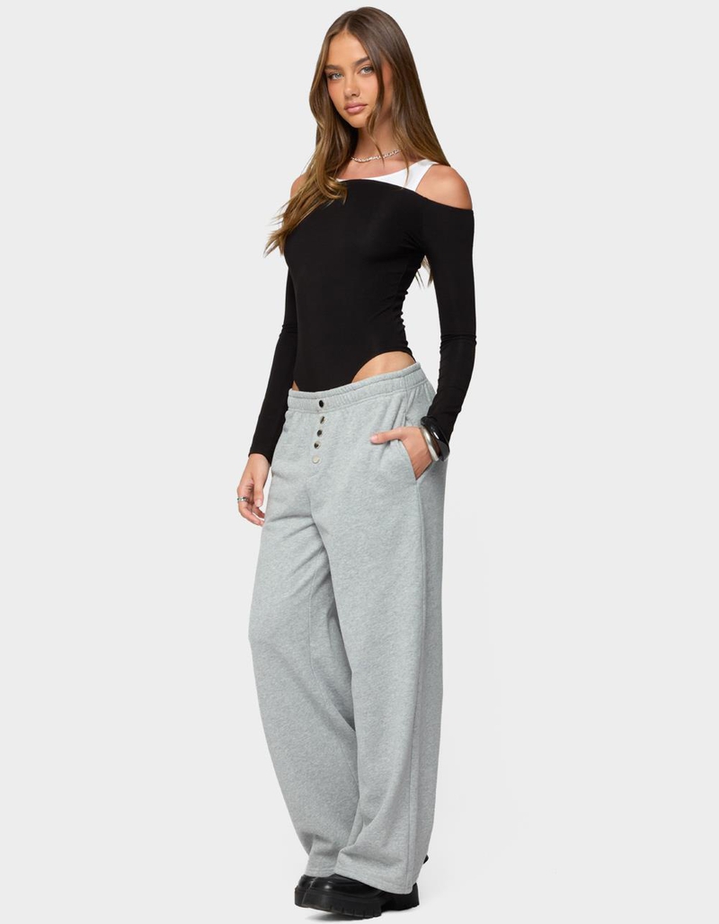 EDIKTED Layered Ribbed Off Shoulder Bodysuit image number 3