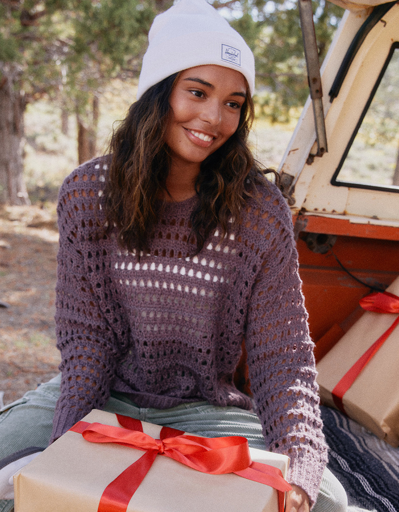 FULL TILT Essentials Open Knit Womens Pullover Sweater image number 5