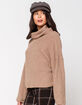 SKY AND SPARROW Fuzzy Cowl Taupe Womens Bell Sleeve Sweater image number 2
