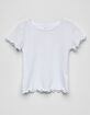 FULL TILT Essential Ribbed Lettuce Edge Girls White Tee image number 1