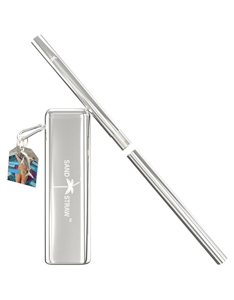 SAND STRAW Silver Shark Collapsible Straw image number 1