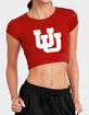 THE UNIVERSITY OF UTAH Distressed Primary Logo Womens Baby Rib Tee image number 1
