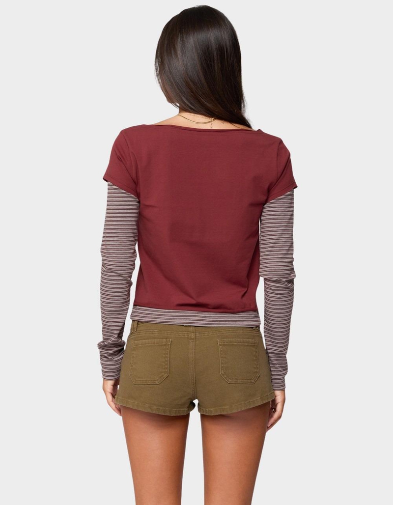 EDIKTED Layered Stripey Long Sleeve Tee image number 2