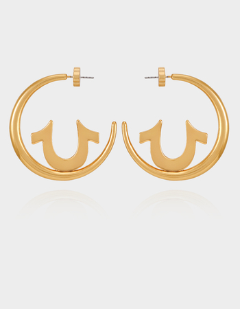 TRUE RELIGION Gold Tone Horseshoe Cut-Out Hoop Earrings Primary Image