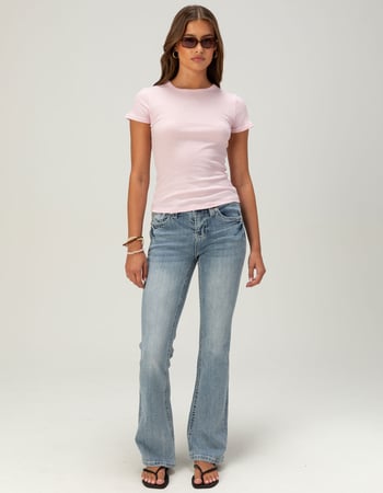 BOZZOLO Womens Rib Long Baby Tee Alternative Image