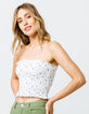 IVY & MAIN Ditsy Floral Smocked Womens Crop Tube Top image number 1