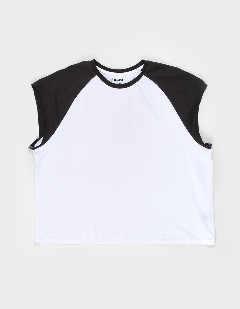 RSQ Mens Cropped Raglan Muscle Tee image number 0