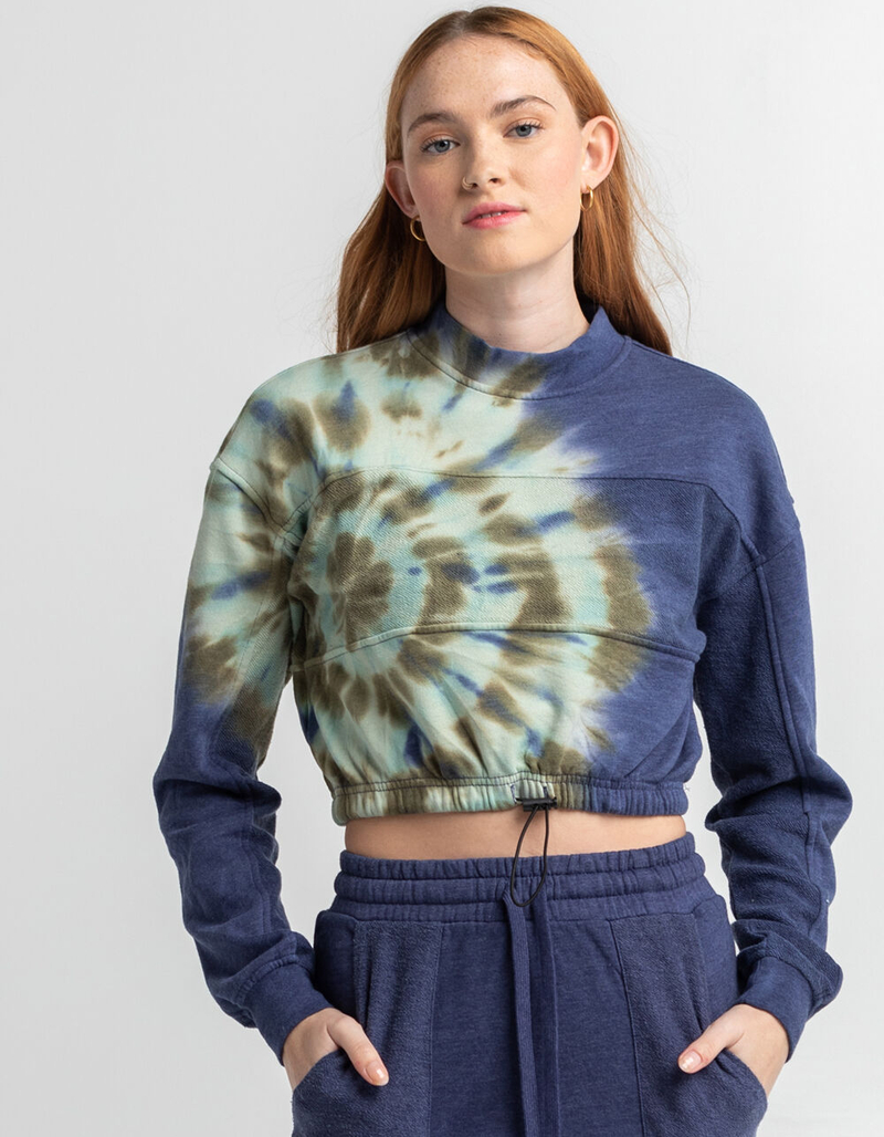 RSQ Tie Dye Mock neck Womens Crop Sweatshirt image number 1