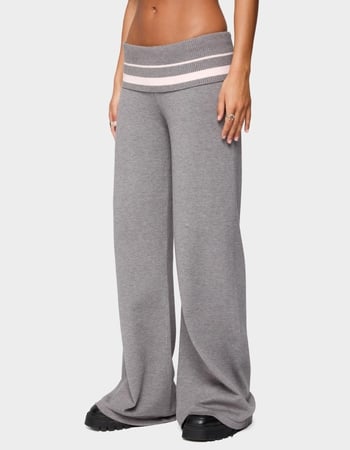 EDIKTED Kaliya Stripey Fold Over Knit Pants Alternative Image