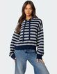 EDIKTED Striped Hooded Knit Sweater image number 1