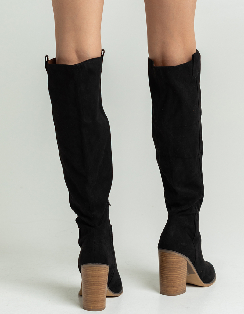 SODA Over The Knee Stacked Heel Womens Western Boots image number 2