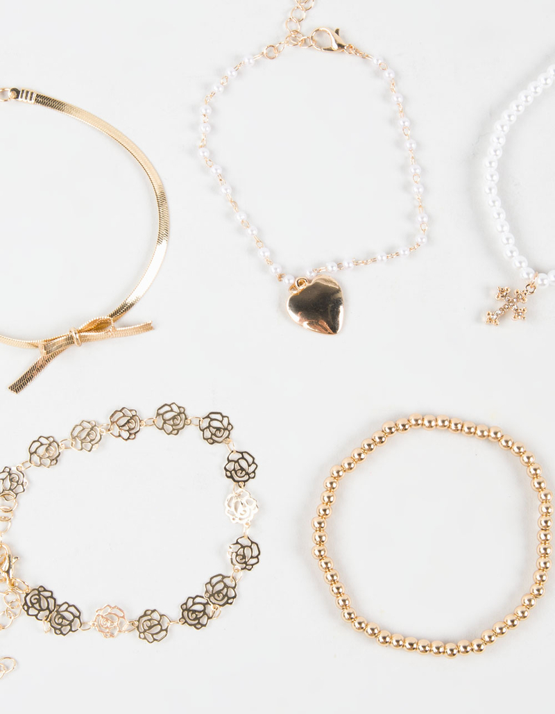 FULL TILT 5 Pack Rose/Pearl/Heart Bracelets image number 1