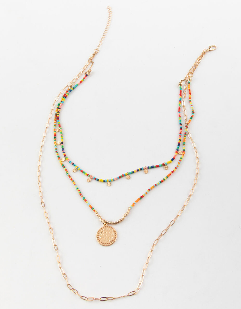 FULL TILT Layered Coin Chain & Bead Necklace image number 0