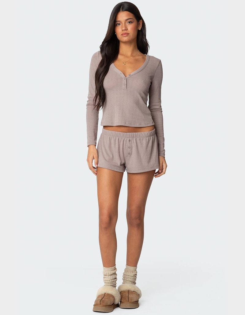 EDIKTED Keely Pointelle Henley Top image number 1
