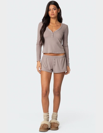 EDIKTED Keely Pointelle Henley Top Alternative Image