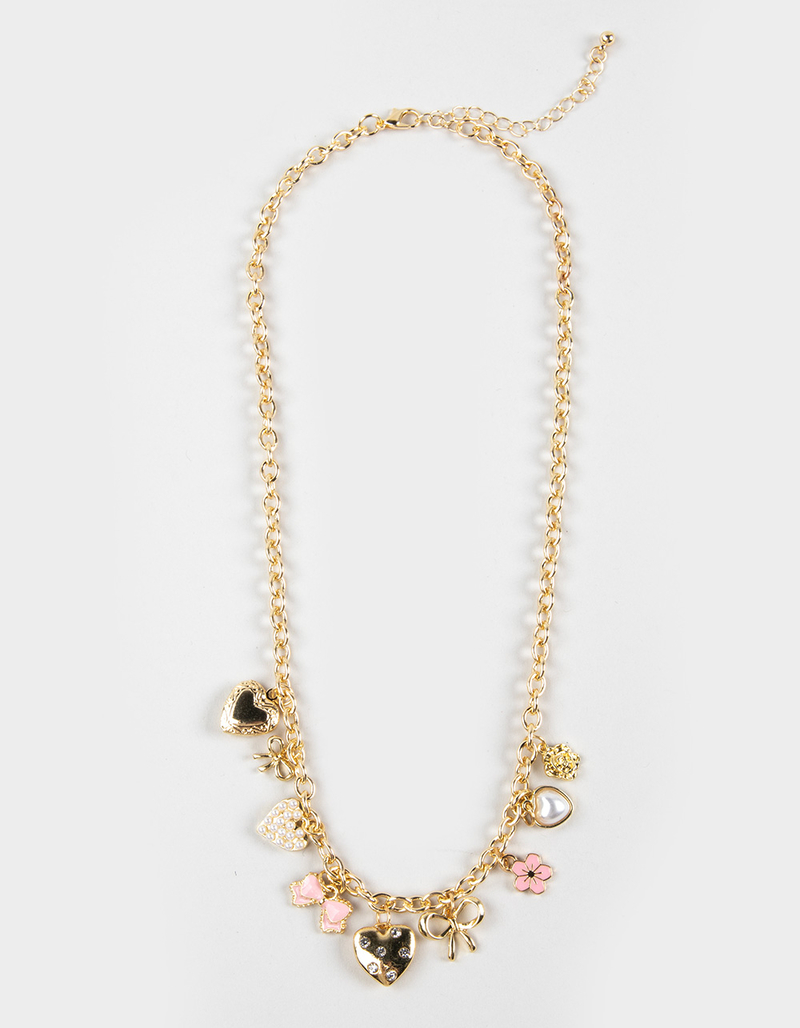 FULL TILT Bow/Heart/Rose Charm Necklace image number 0