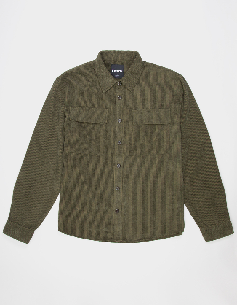 RSQ Oversized Mens Long Sleeve Corduroy Button Up Shirt image number 1