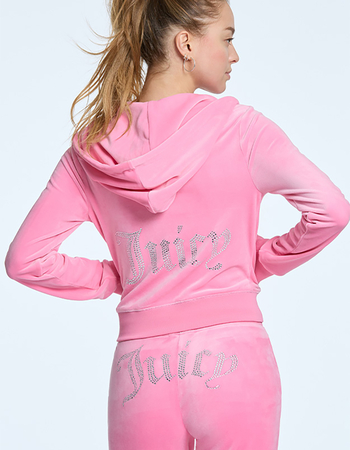 JUICY COUTURE OG Big Bling Velour Womens Zip-Up Hoodie Alternative Image