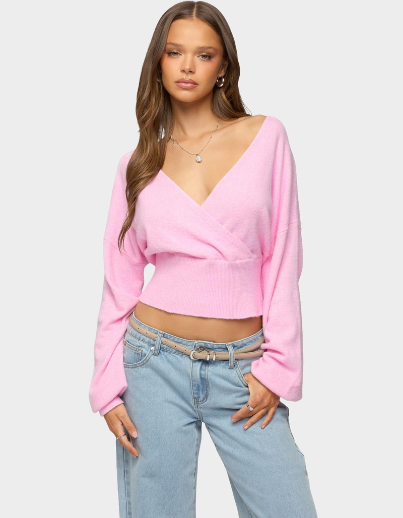 EDIKTED Lillia V-Neck Wrap Sweater image number 0