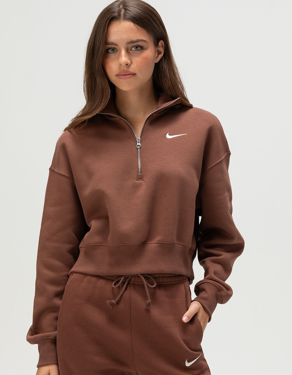 NIKE Sportswear Phoenix Fleece Womens Half-Zip Cropped Sweatshirt