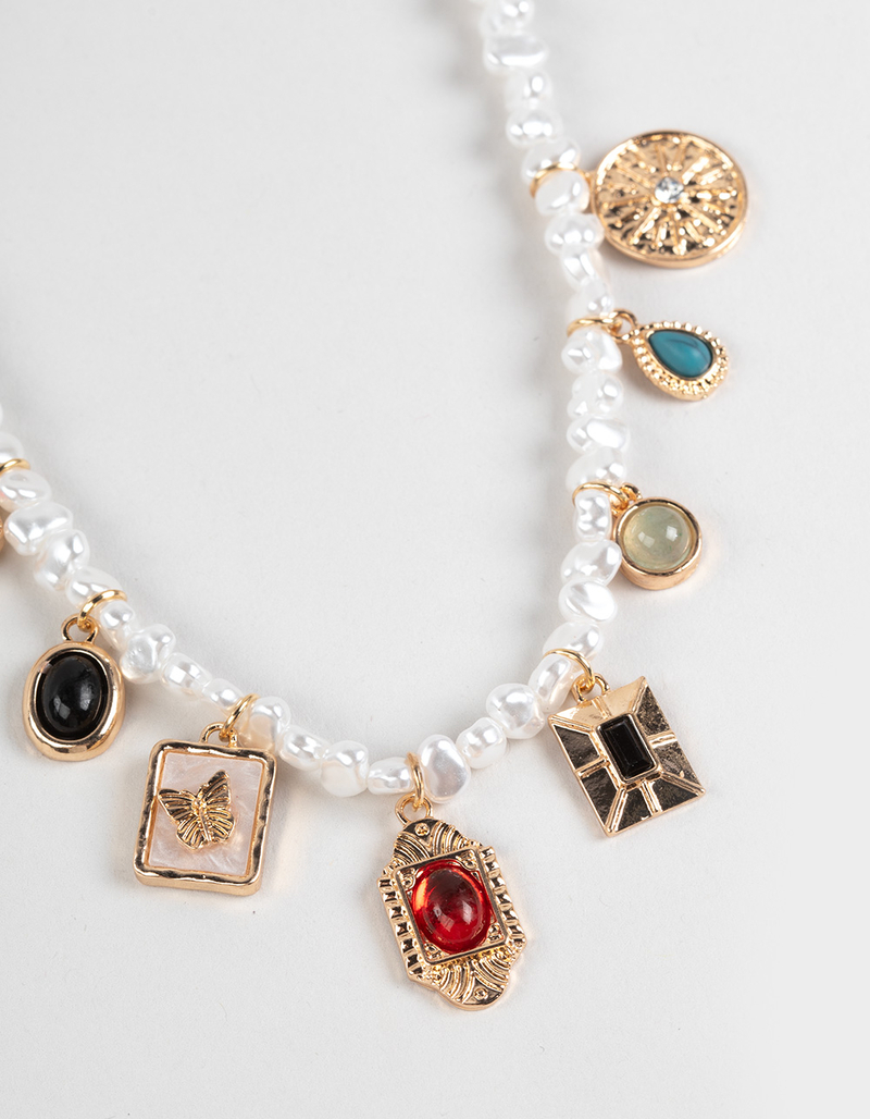 FULL TILT Butterfly/Heart Pearl Charm Necklace image number 2