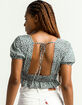 SKY AND SPARROW Surplice Open Back Peplum Womens Top image number 2