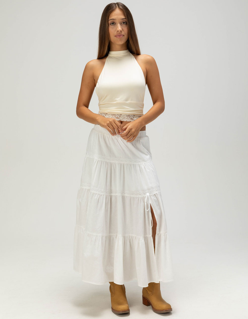 WEST OF MELROSE Lace Trim Womens High Neck Halter Top image number 4