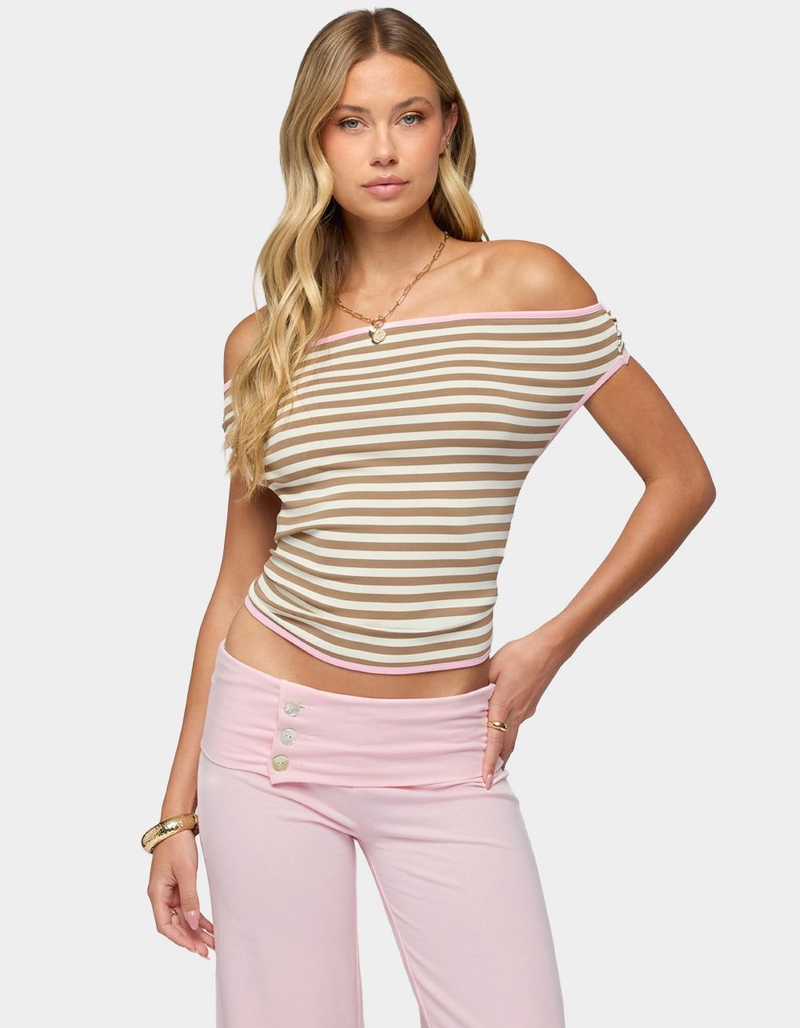 EDIKTED Zory Striped Backless Off Shoulder Top image number 0
