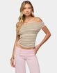 EDIKTED Zory Striped Backless Off Shoulder Top image number 1