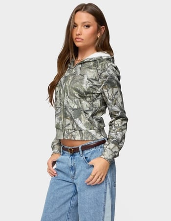 EDIKTED Tayler Camo Zip Up Hoodie Alternative Image