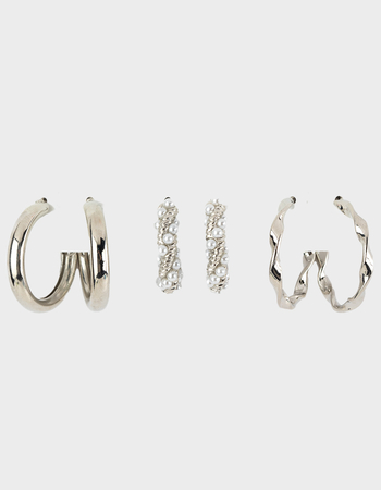 FULL TILT 3 Pack Pearl/Chunky Hoop Earring Set Primary Image