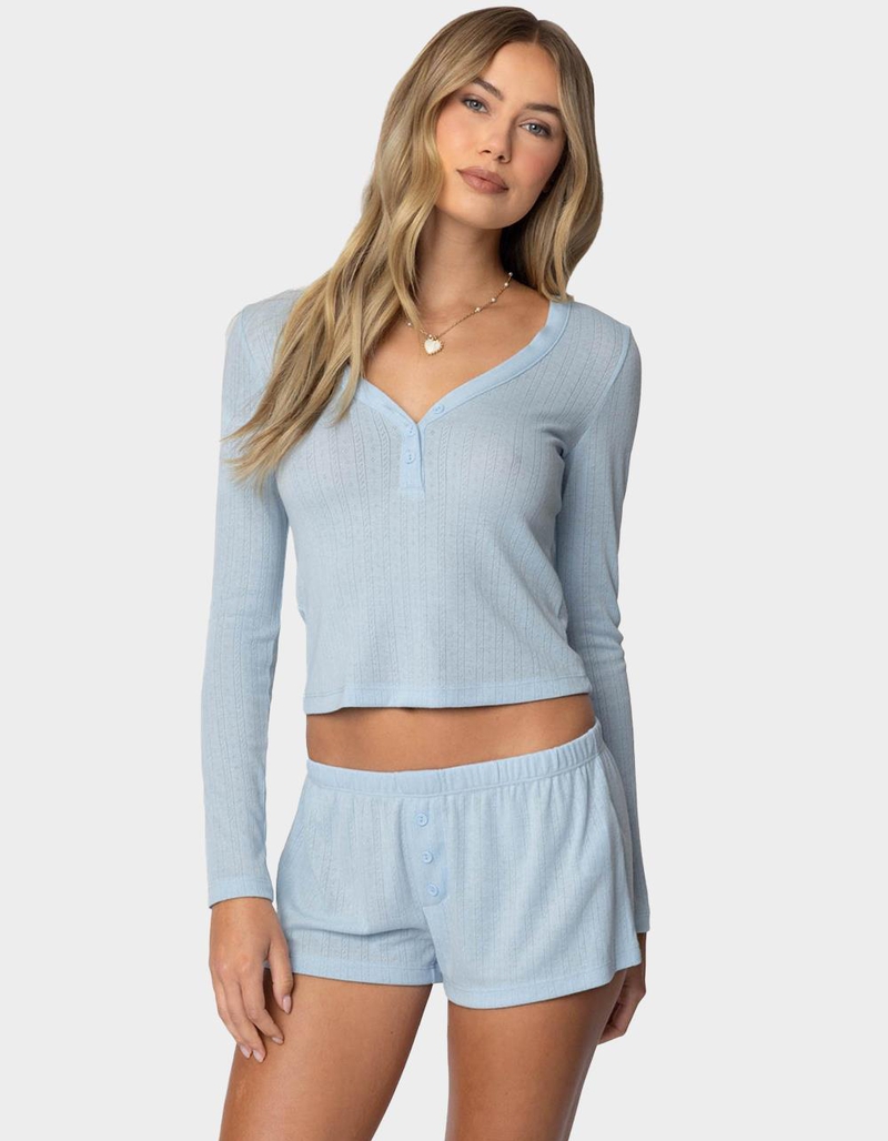 EDIKTED Keely Pointelle Henley Top image number 0