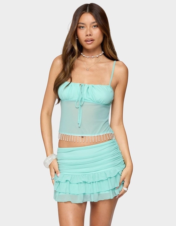 EDIKTED Enya Fringed Sheer Mesh Top Primary Image